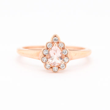 Estate 10Kr .45 Ct Morganite And Diamond Ring