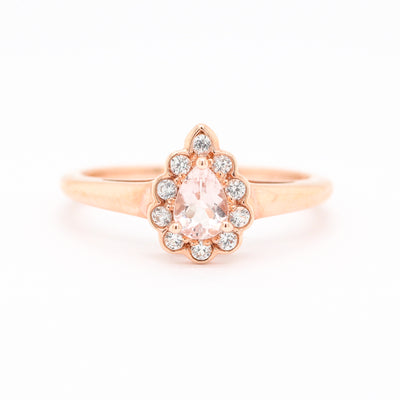 Estate 10Kr .45 Ct Morganite And Diamond Ring