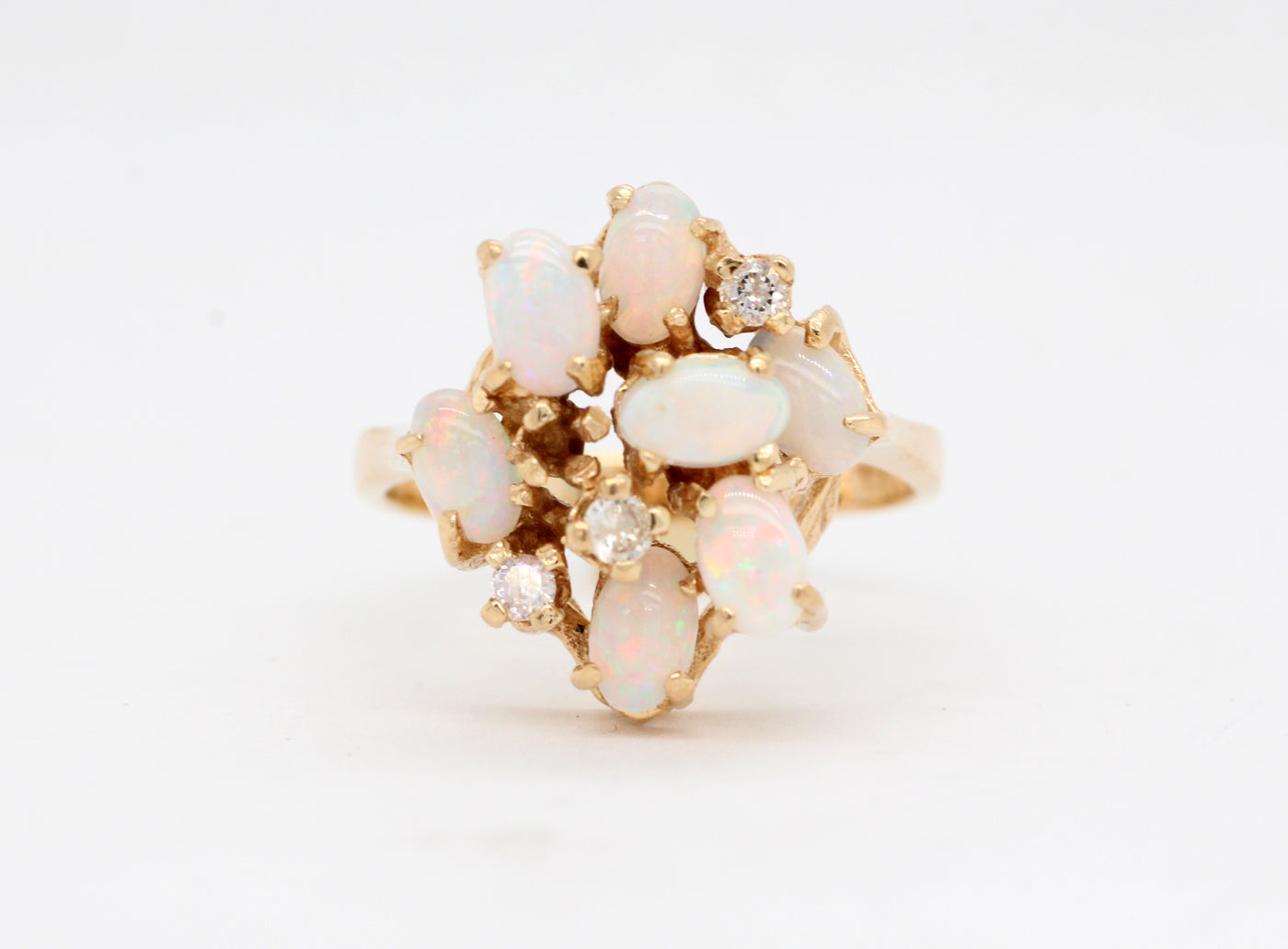 Estate 14KY 1.12 Cttw Opal and Diamond Ring