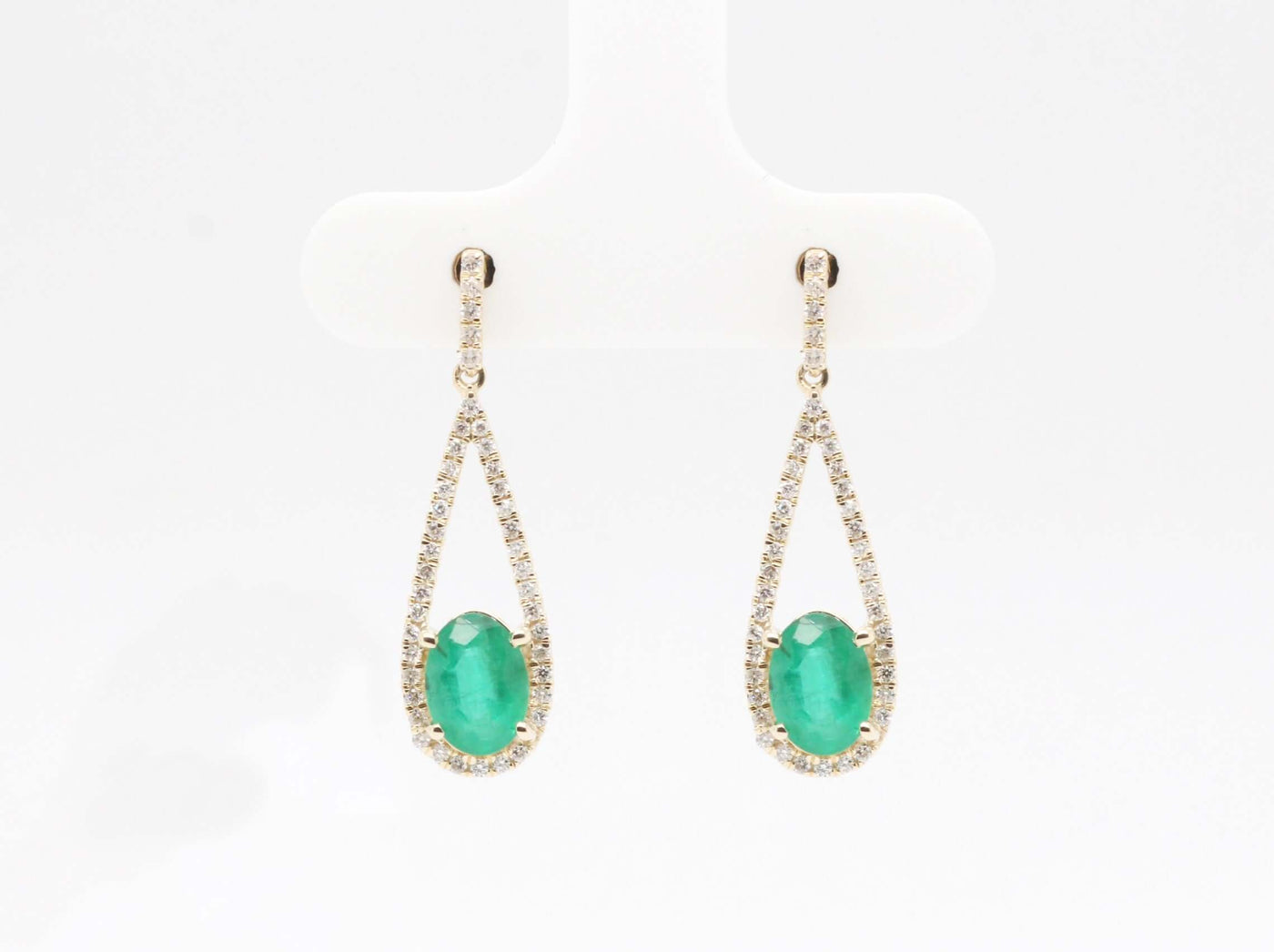 14KY 1.40 Cttw Emerald and Diamond Earrings