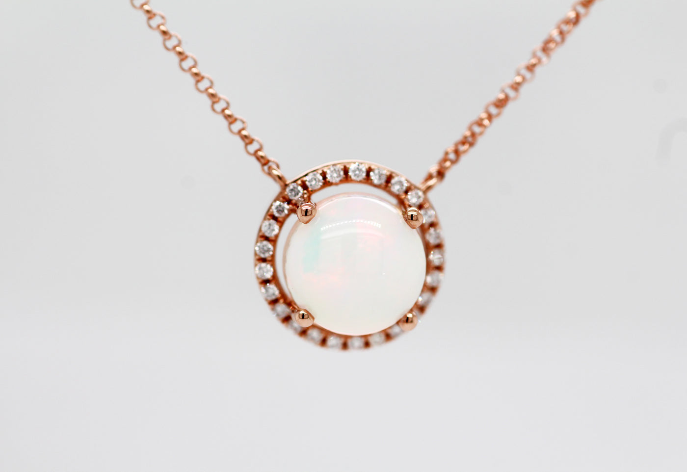 14KR 1.20 Ct Opal and Diamond Pendant with .14 Cttw in Diamonds