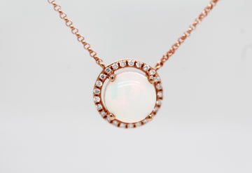 14KR 1.20 Ct Opal and Diamond Pendant with .14 Cttw in Diamonds