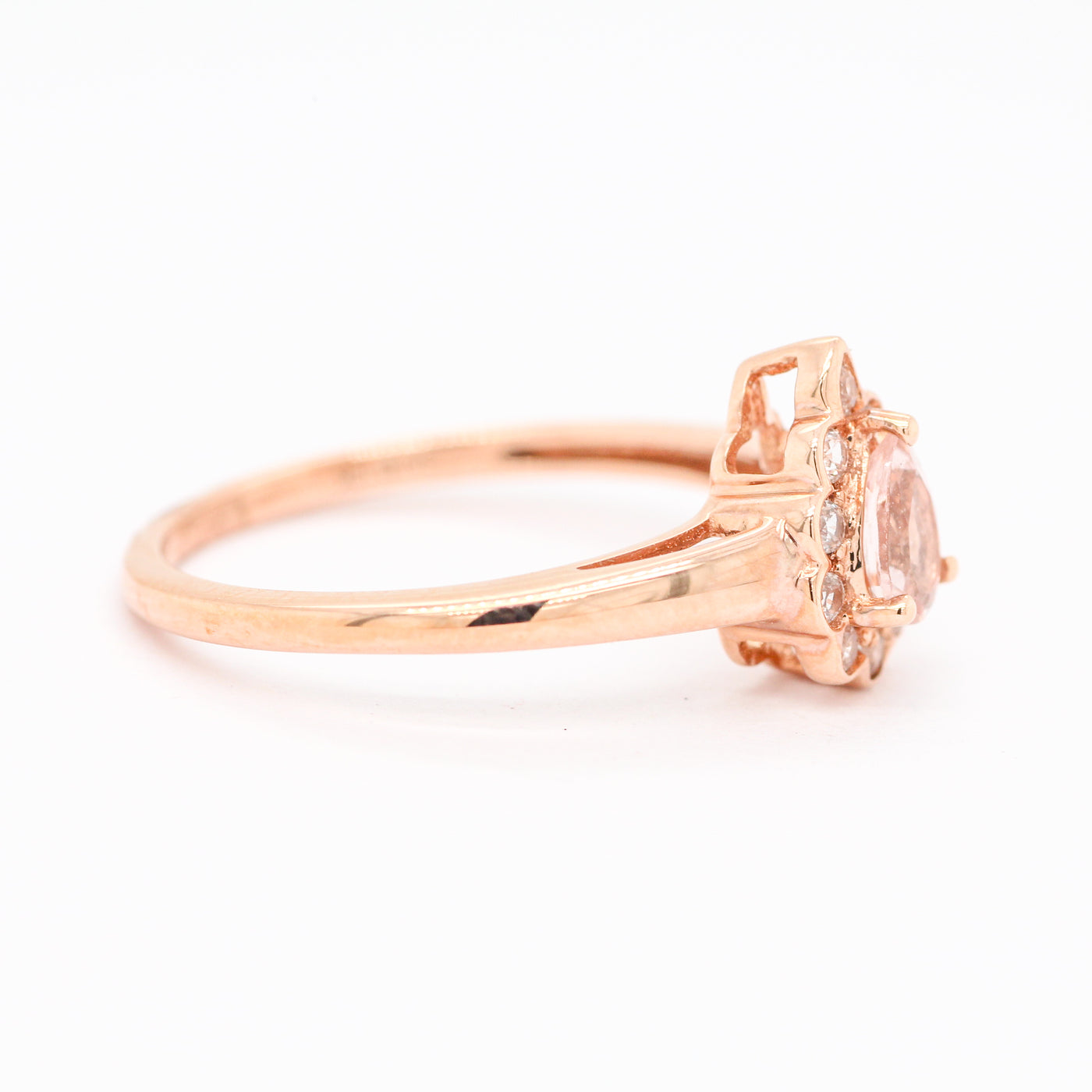 Estate 10Kr .45 Ct Morganite And Diamond Ring