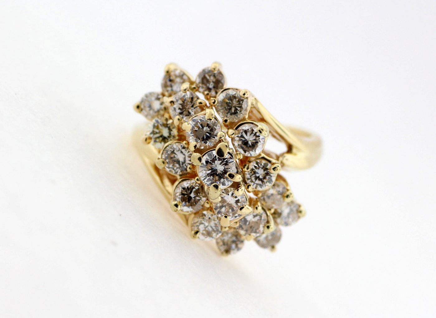 ESTATE 14KY 2.00 CTTW DIAMOND CLUSTER RING HI-SI2