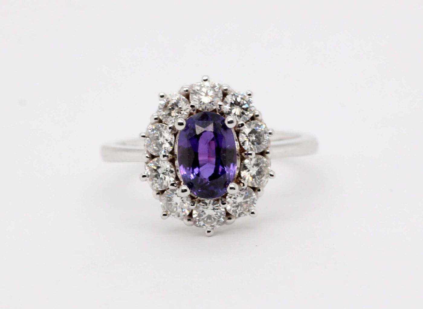 14kw 1.37 ct purple sapphire and diamond ring, .93 cttw g-si1 image