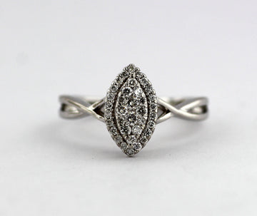 14KW .33 Cttw Diamond Marquise Style Cluster Ring H-SI1