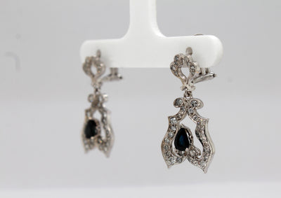 Estate 14KW .80 Cttw Sapphire and .50 Cttw Diamond Earrings