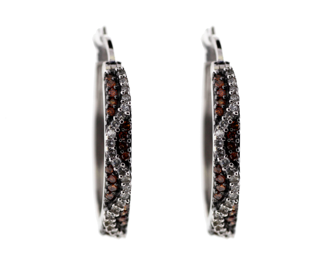 14KW .84CTTW ORANGE AND WHITE DIAMOND EARRINGS