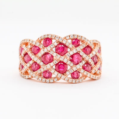14KR .45 CTTW RUBY AND DIAMOND RING 1.25 CTTW JK-I1