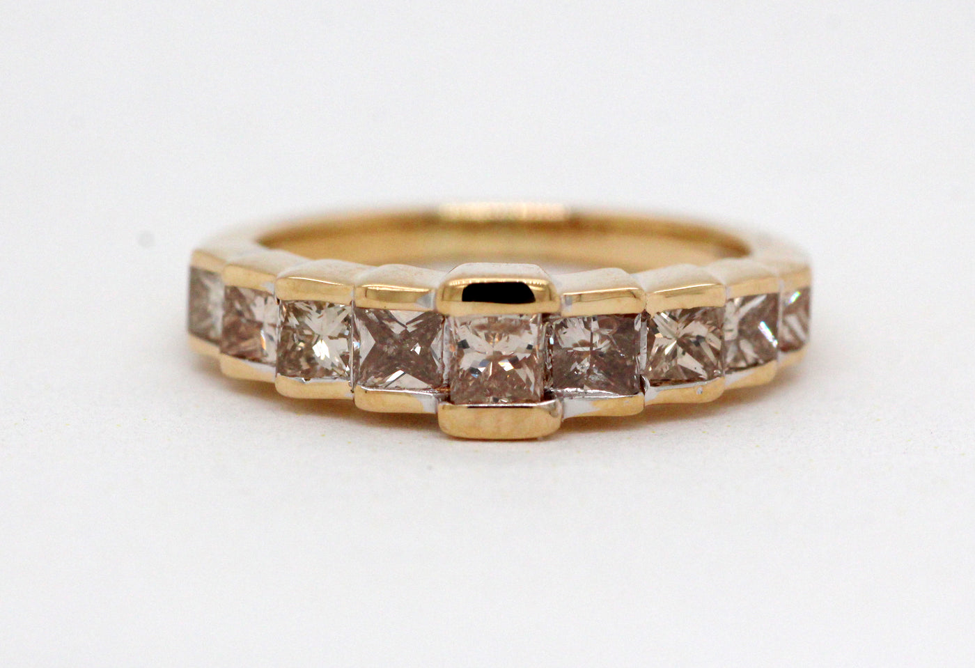 Estate 14KY 1.05 Cttw Princess Cut Diamond Band