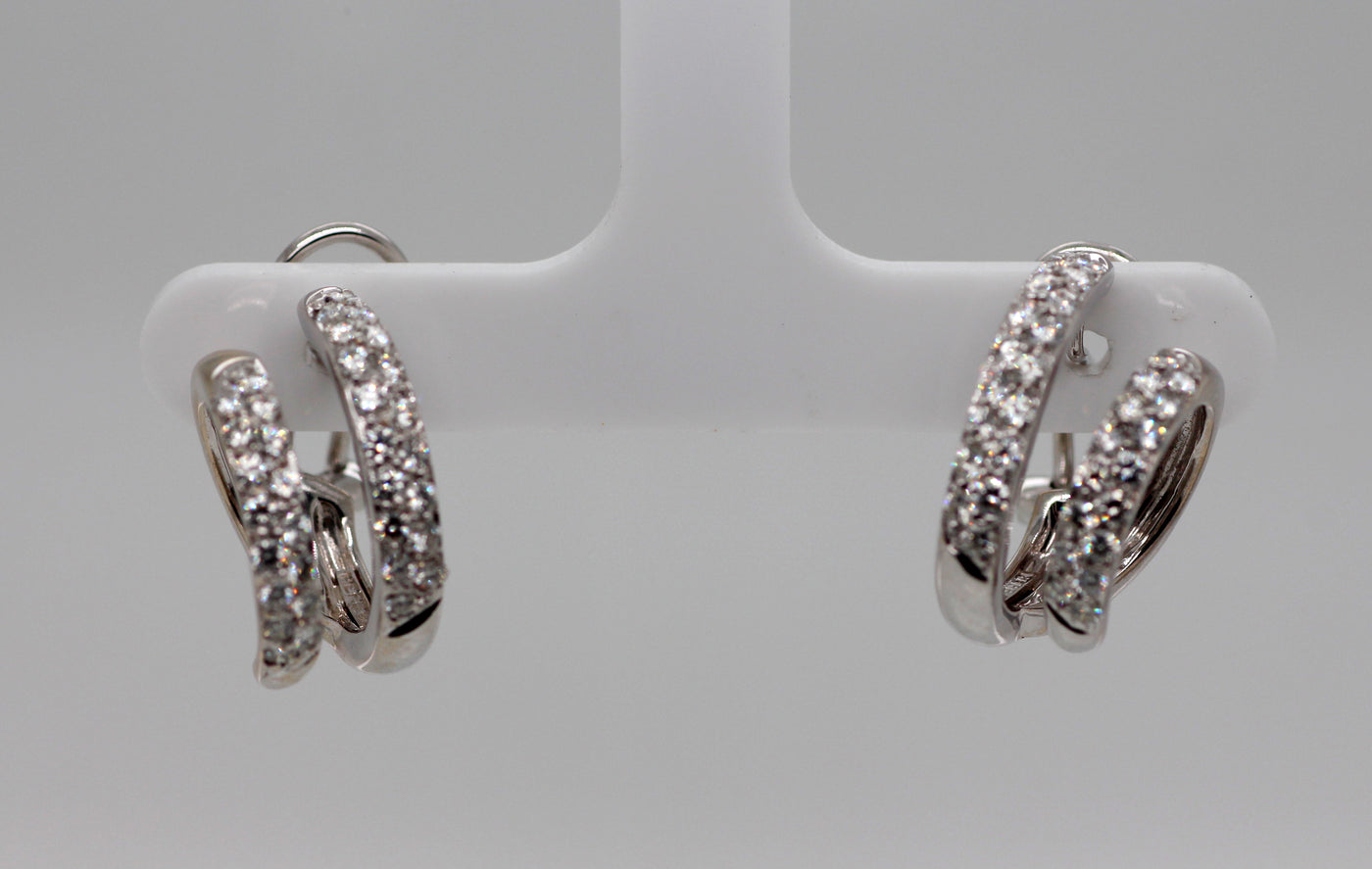 14KW 1.00 CTTW DIAMOND DOUBLE HOOP EARRINGS G-VS2 image