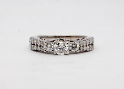Estate 14KW 1.09 Cttw Diamond 3 Stone Engagement Ring