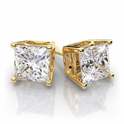 14KY .75 CTTW PRINCESS CUT DIAMOND STUD EARRINGS, H-SI2 image