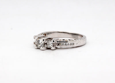Estate 18KW 1.04 Cttw Diamond 3 Stone Style Ring