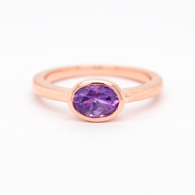 14KR Amethyst Bezel Set Ring