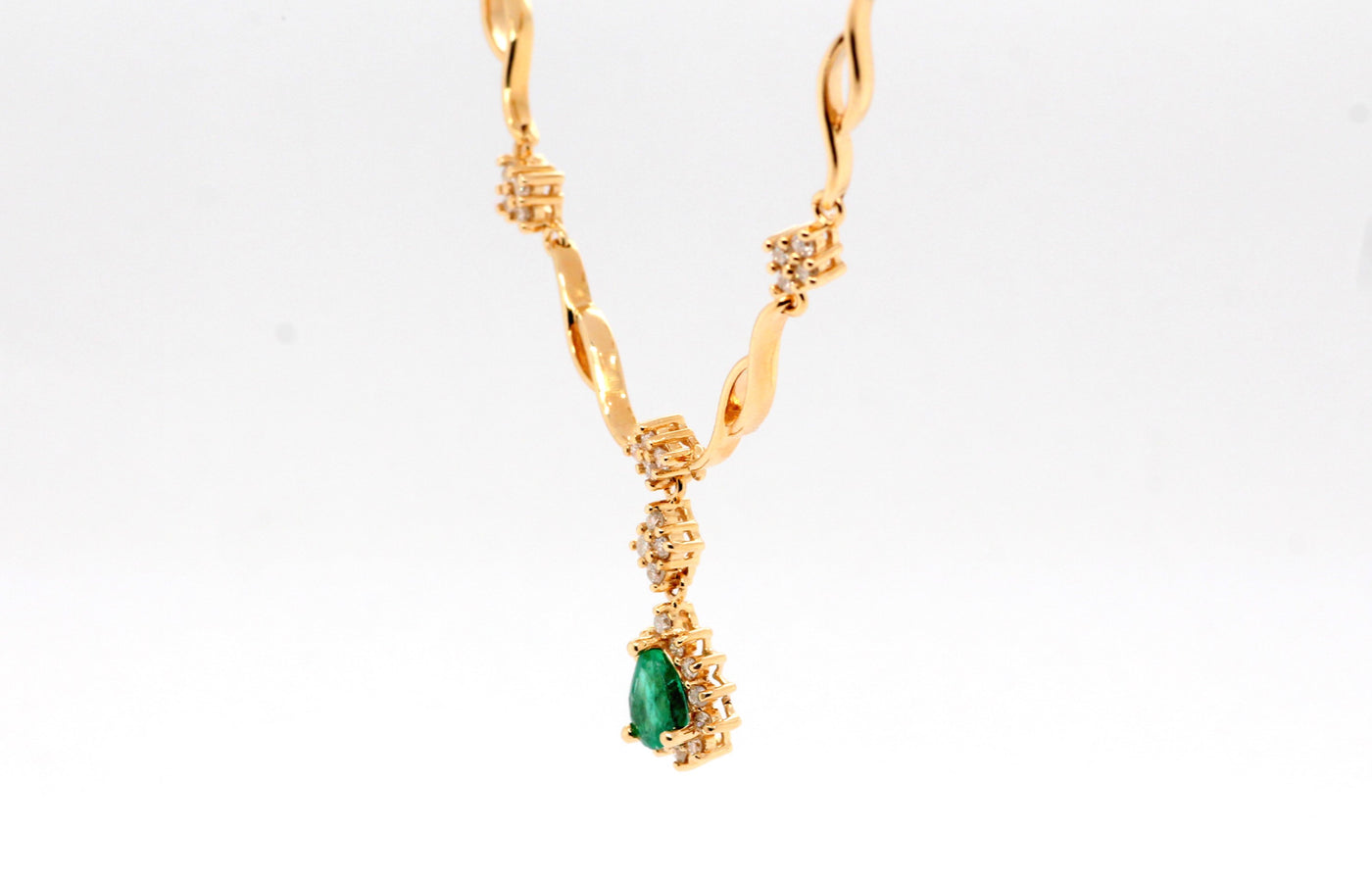 14KY Emerald and Diamond Necklace