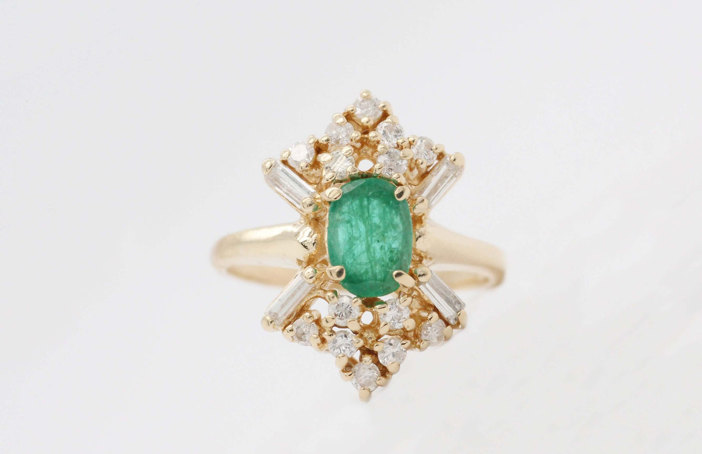 14KY .85 Ct Emerald And Diamond Ring image