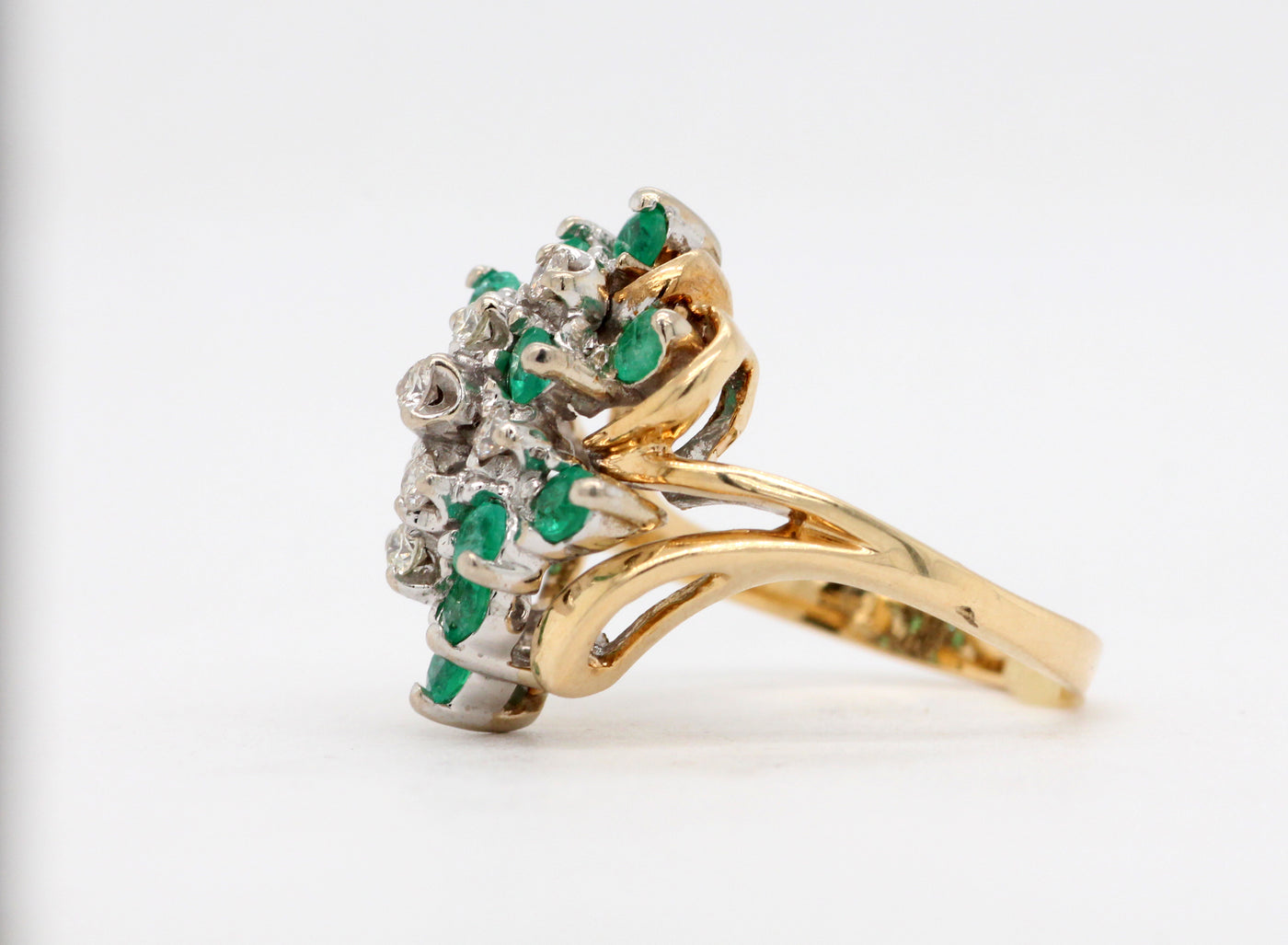 Estate 14KY .36 Cttw Emerald and Diamond Ring