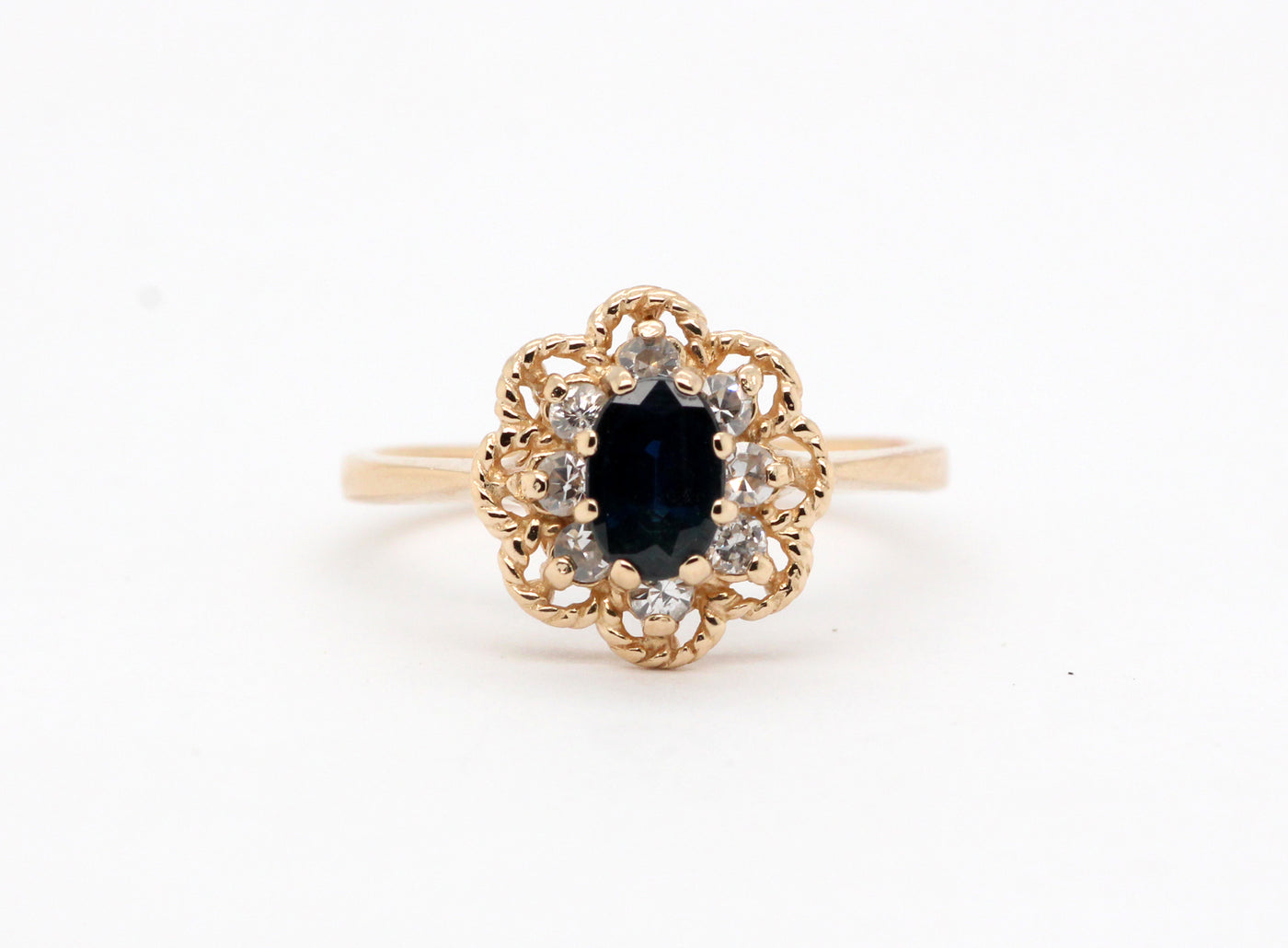 14ky .60 ct sapphire and diamond ring, .16 cttw h-si2
