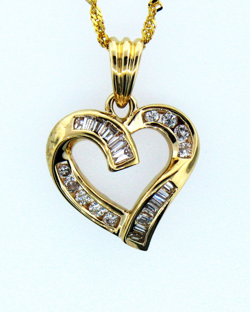 14KY 1/2TW DIA HEART PENDANT
