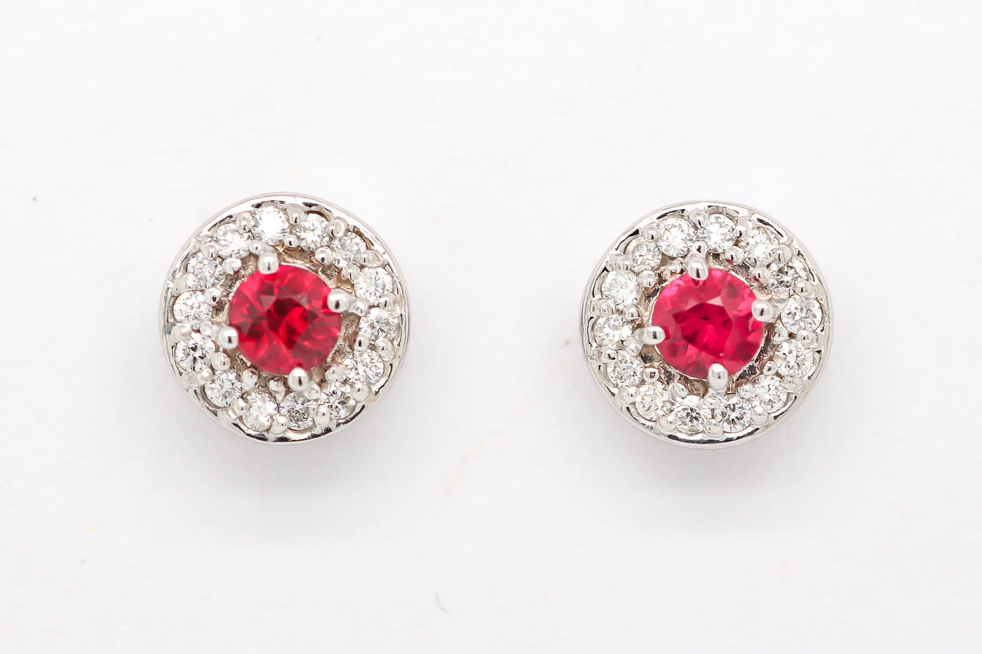 14KW .17 CTTW RUBY AND DIAMOND EARRINGS, .10 CTTW GH-SI2