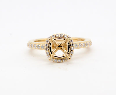 14KY .26 Cttw Diamond Halo Semi Mount, H-SI2
