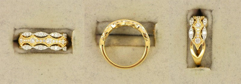 18KY .75 Cttw Diamond  Scalloped Ring