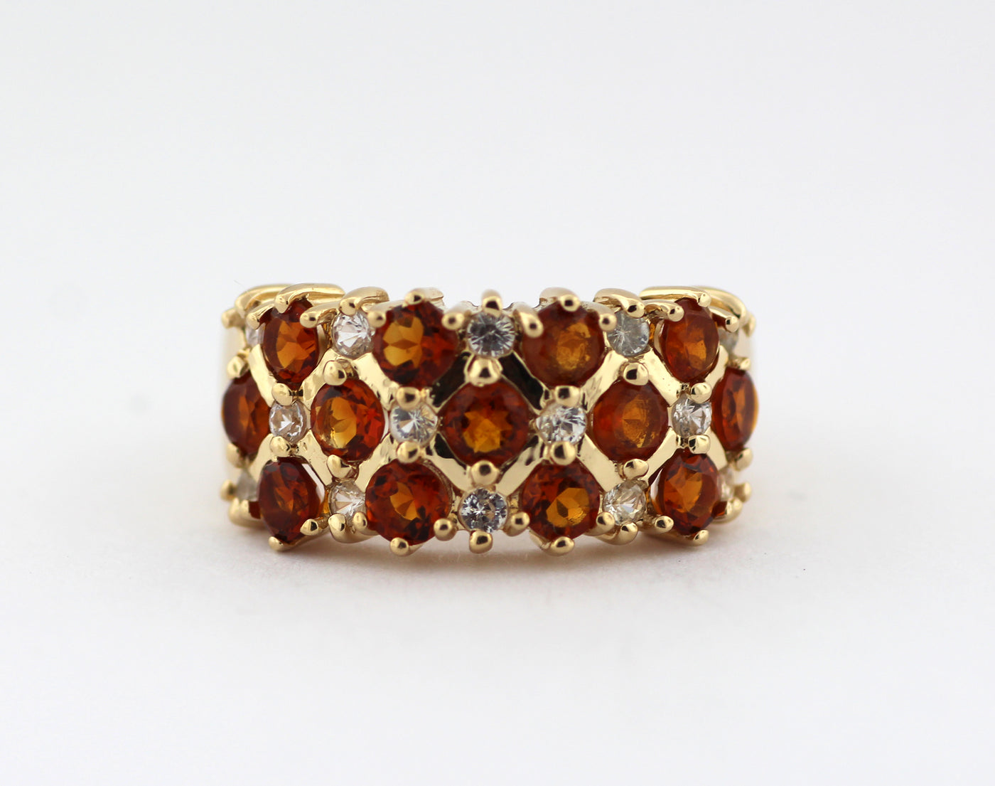 ESTATE 14KY 1.30 CTTW CITRINE AND .70 CTTW WHITE SAPPHIRE RING
