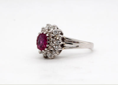 Estate 14KW .85 Ct Pink Spinel and Diamond Ring