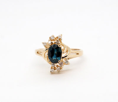 Estate 14KY 1.02 Ct Sapphire and .10 Cttw Diamond Ring