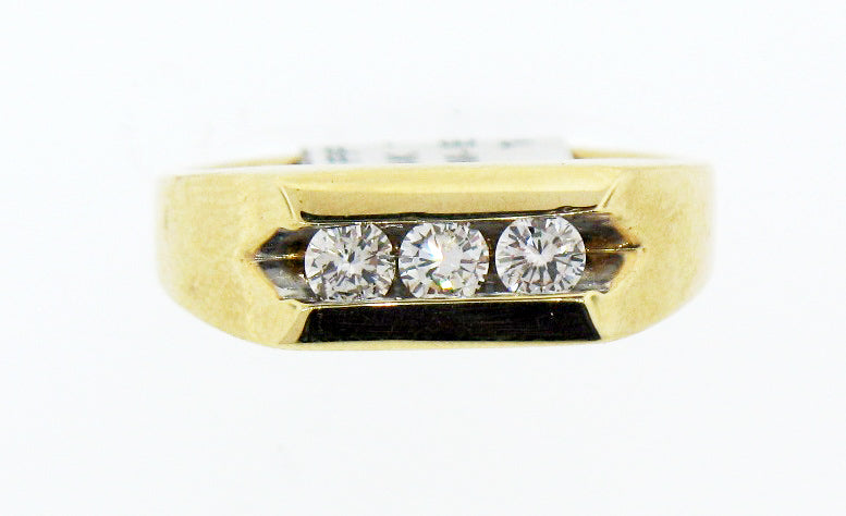 14K 1/2 CT DIA GENTS 3 STONE RING image