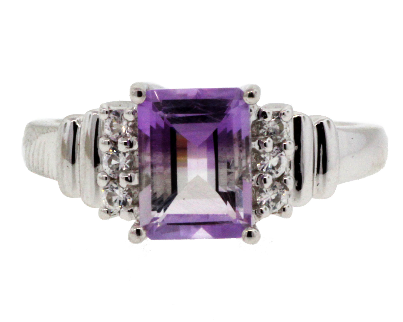 14KW AMETHYST AND DIAMOND RING