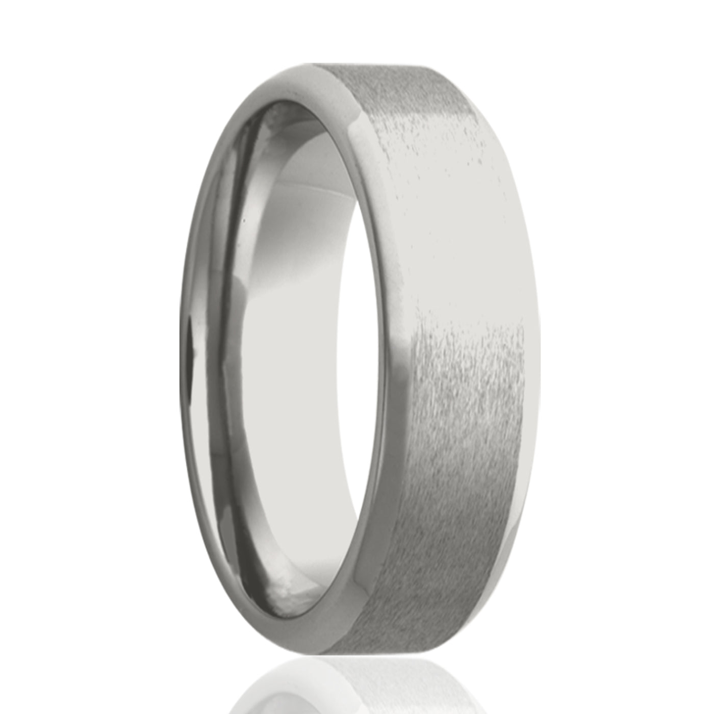 6mm Cobalt Bevel Edge Satin Center ring