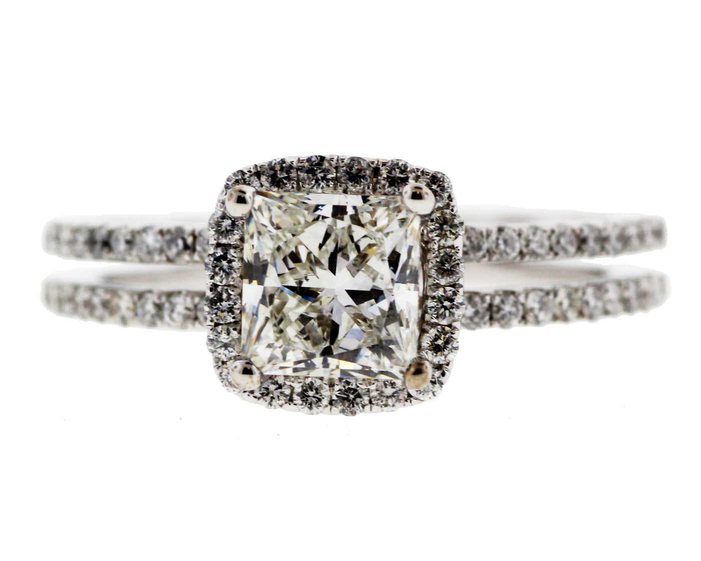 18KW 1.64CTTW DIAMOND ENGAGEMENT RING 1.00CT PRINCESS CTR G-SI1 N998