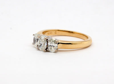 14KTT 1.00 Cttw Diamond 3 Stone Ring
