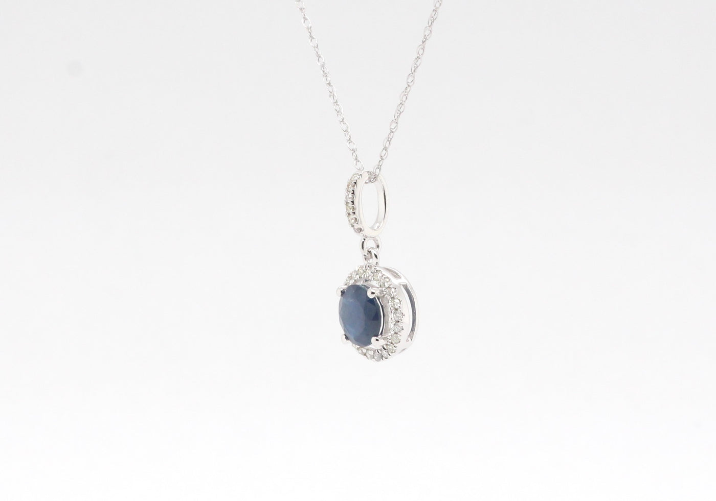 14KW 1.12 Ct Sapphire and Diamond Pendant