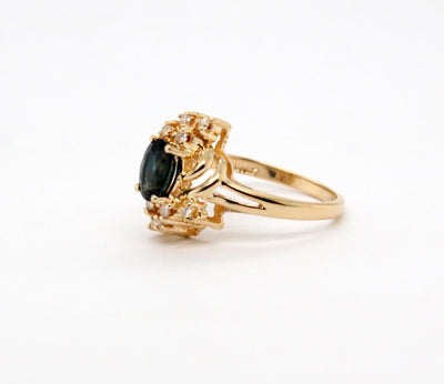 Estate 14KY 1.02 Ct Sapphire and .10 Cttw Diamond Ring