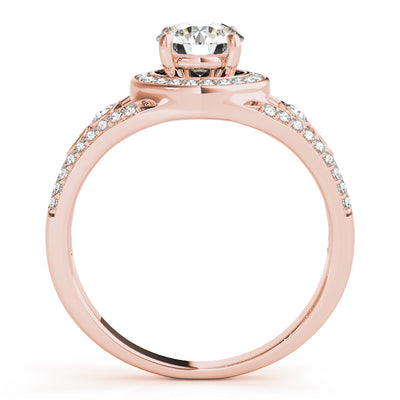 14K Rose Gold 1 ct tw Halo Diamond Engagement Ring
