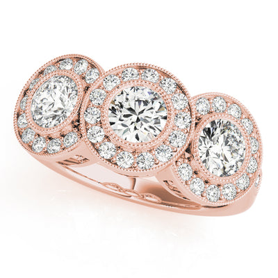 18K Rose Gold 1 3/8 ct tw Three Stone Diamond Engagement Ring