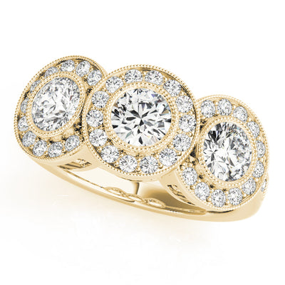 14K Yellow Gold 1 3/8 ct tw Three Stone Diamond Engagement Ring