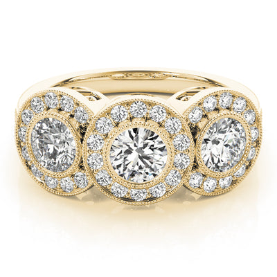 18K Yellow Gold 1 3/8 ct tw Three Stone Diamond Engagement Ring