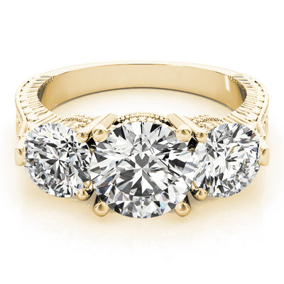 14K Yellow Gold 2 7/8 ct tw Three Stone Diamond Engagement Ring
