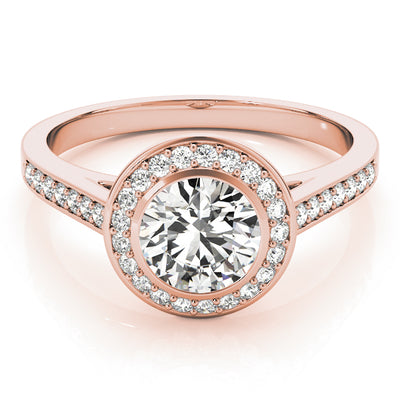 14K Rose Gold 1 1/4 ct tw Halo Diamond Engagement Ring