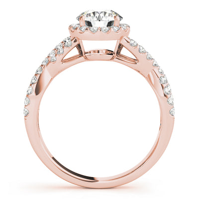 14K Rose Gold 1 1/2 ct tw Halo Diamond Engagement Ring