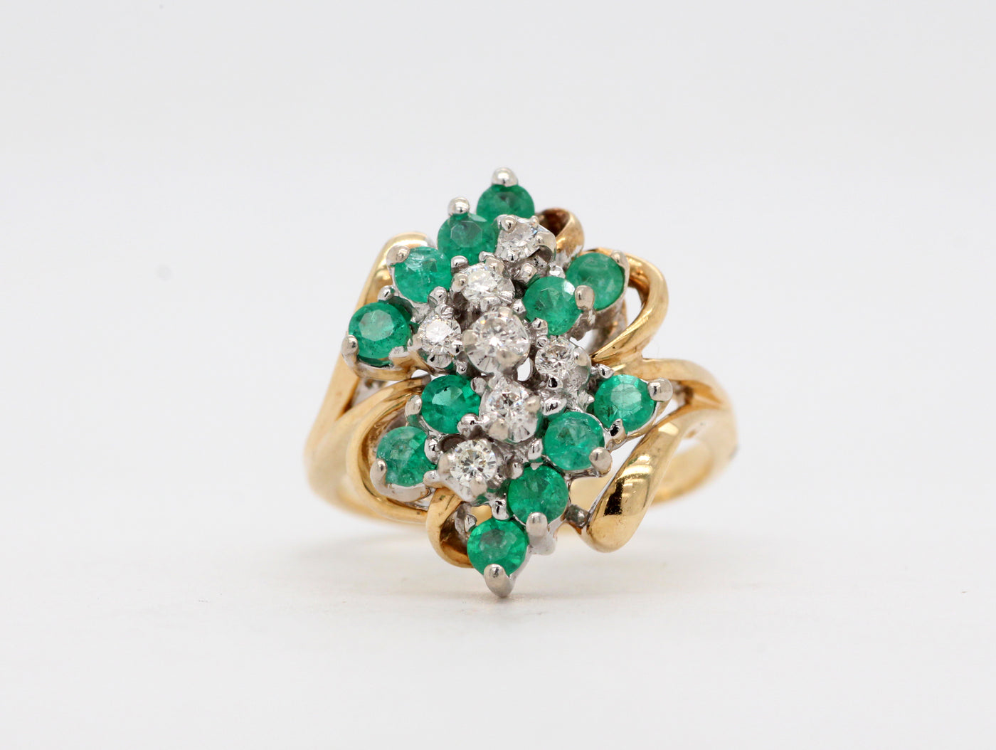 Estate 14KY .36 Cttw Emerald and Diamond Ring