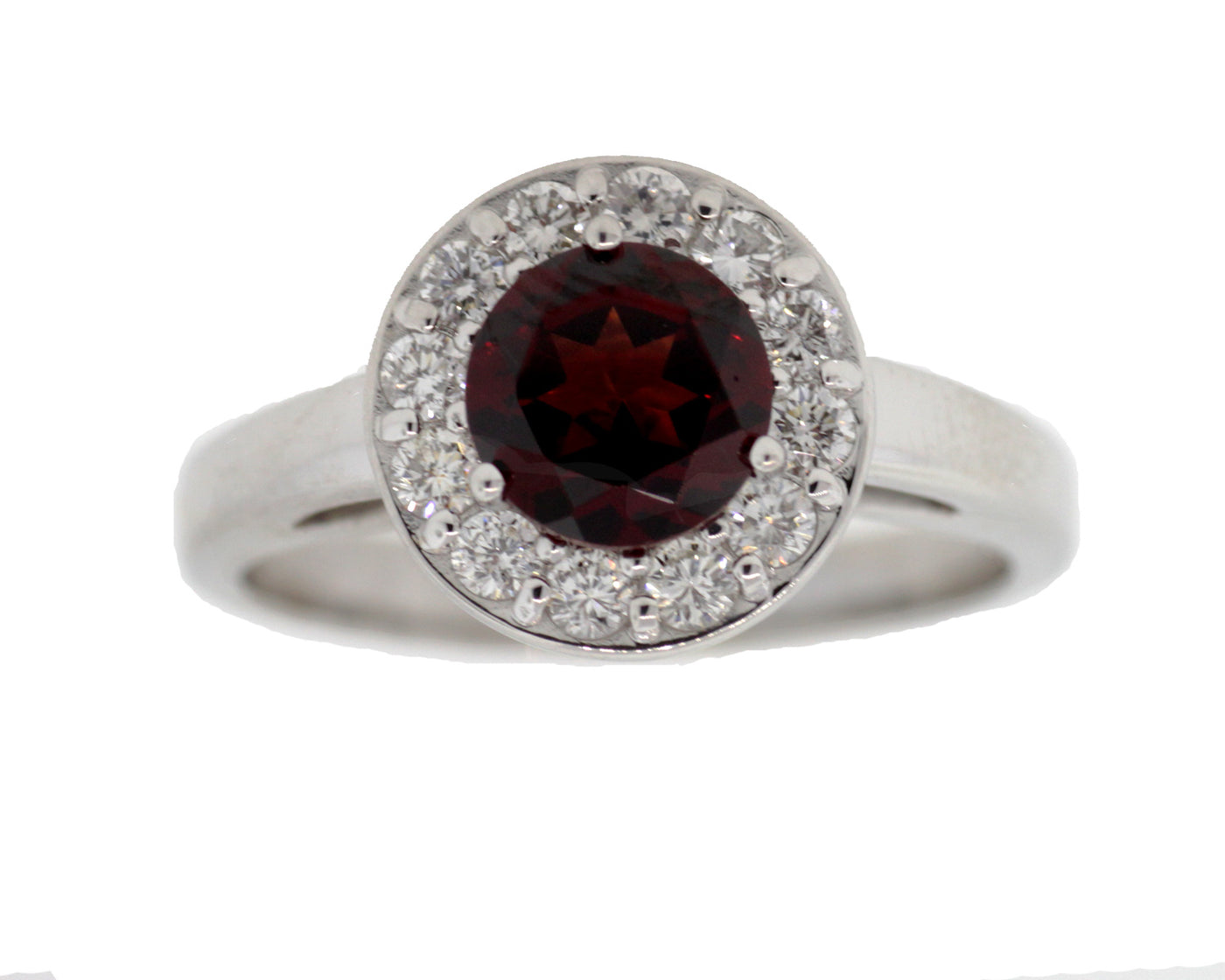 14KW GARNET AND DIA HALO RING