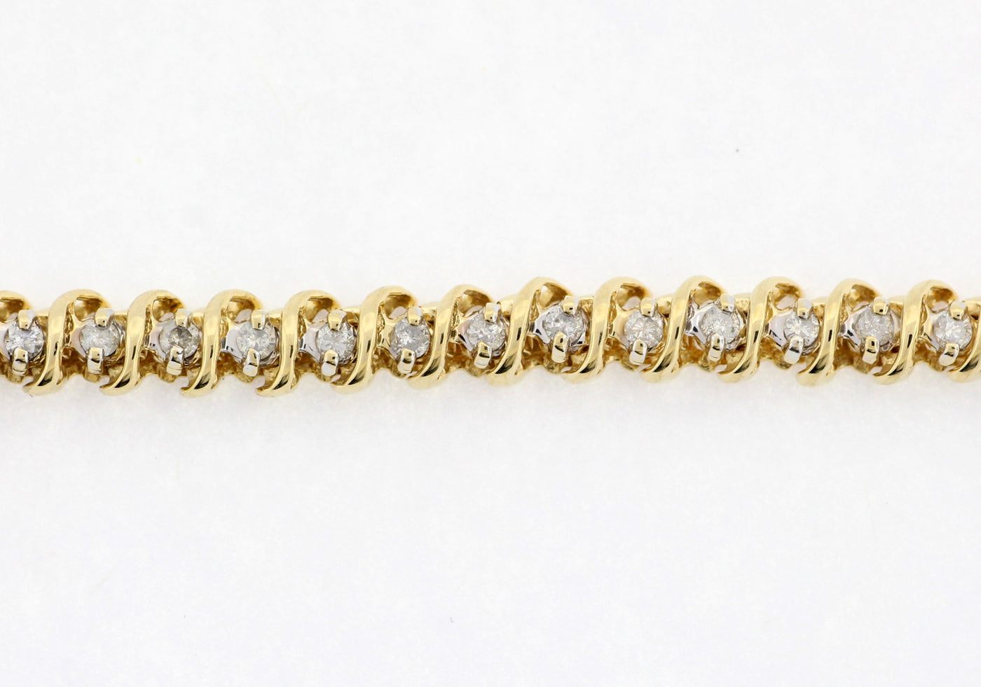 ESTATE 14K Yellow Gold 1.00 CTTW S BAR DIAMOND BRACELET IJ-I1