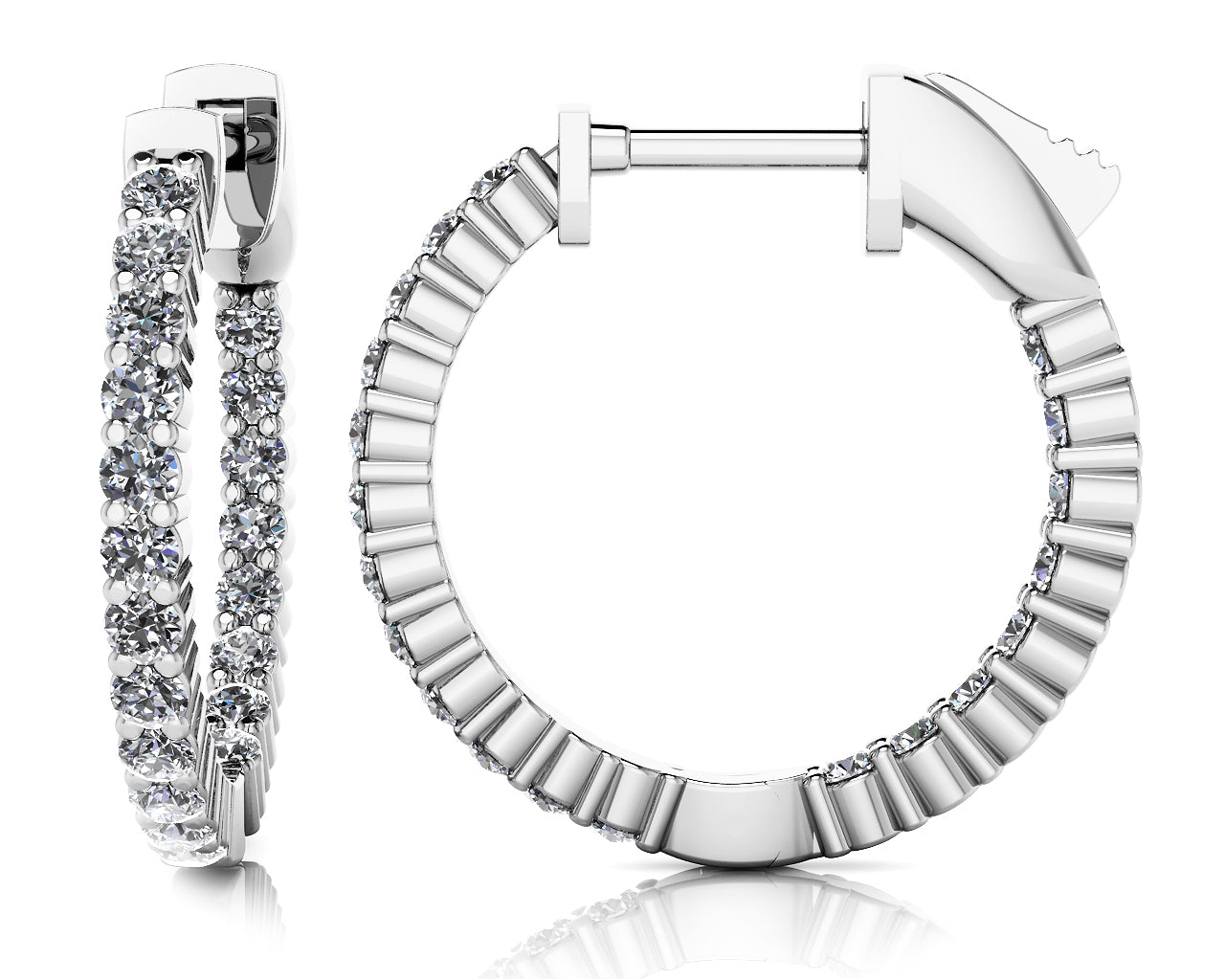 14KW 1.03 Cttw Diamond Hoop Earrings HI-SI2