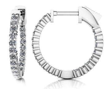 14KW 1.03 Cttw Diamond Hoop Earrings HI-SI2