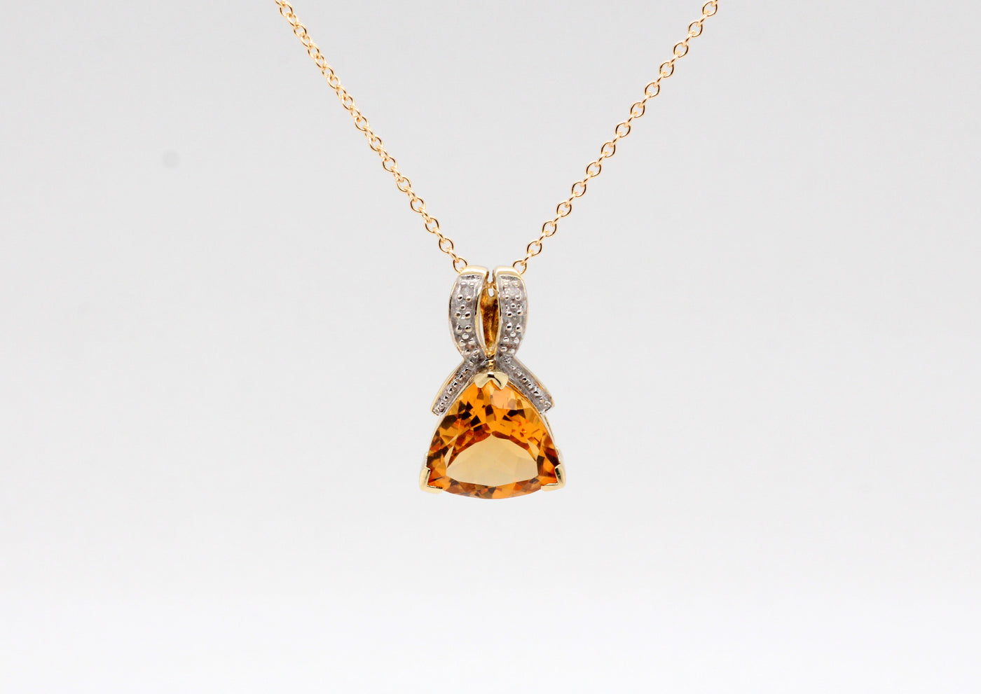 Estate 14KY 7.0 Ct Citrine and Diamond Pendant, .03 Cttw